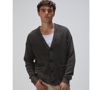 RSQ Mens Washed Cardigan Sweater - BLACK